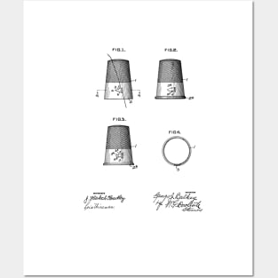 Thimble Vintage Patent Drawing Posters and Art